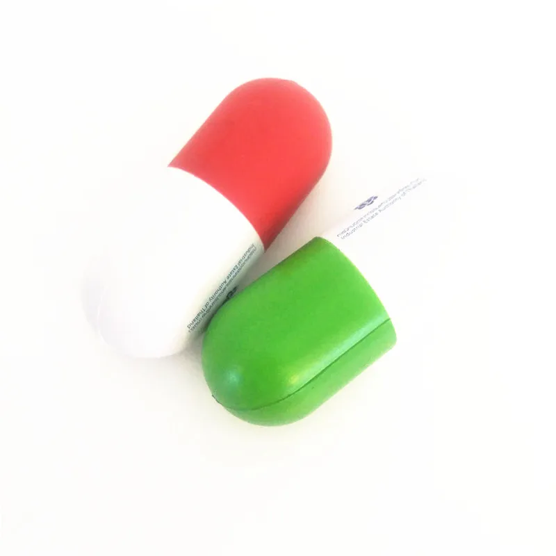 Custom PU Foam Stress Capsule Soft Jumbo Pill Shape Stress Ball Promotion Gift