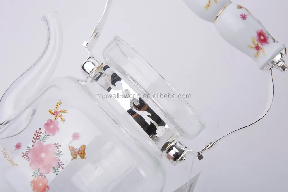Popular handmade turkish custom printed glass teapot with infuser
