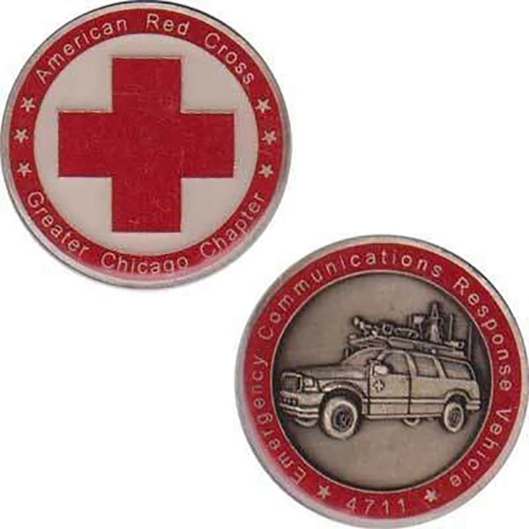 Wholesale zinc alloy red cross challenge coin