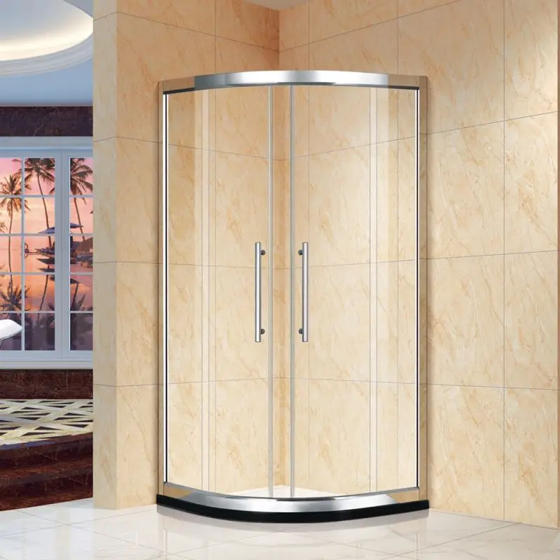 Modern Aluminium Alloy Sector Arc Free Standing Fan-shape Sliding Compact Shower Cabin