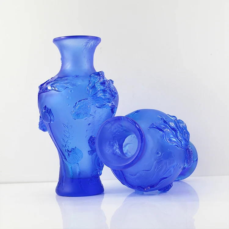 Glass vases wholesale cheap custom design glass bottle BLUE art glass flower bottle