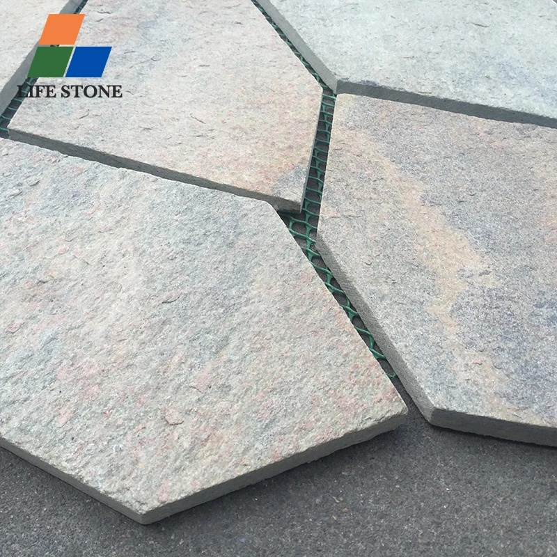 Natural quartz outdoor garden flagstone patio irregular mosaic tile flooring