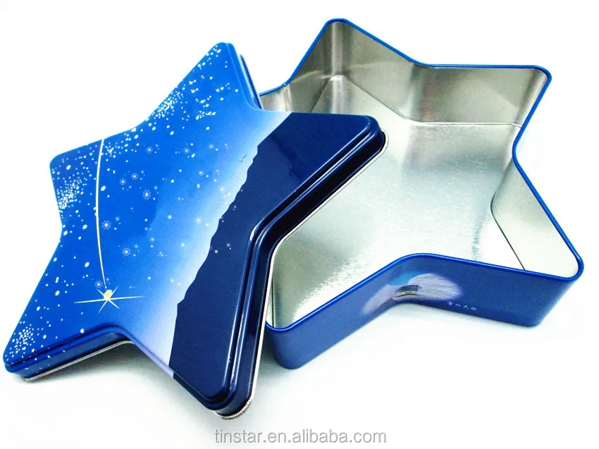 Food grade star shape christmas cookies gift tin box for packaging