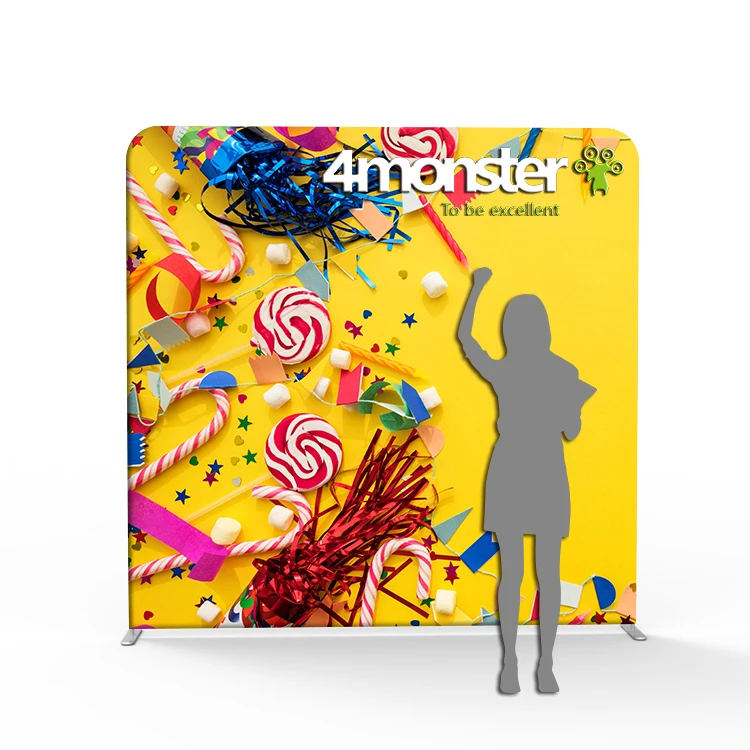 Portable aluminum tube tension fabric CMYK printing backdrop pillow case stand 8x8