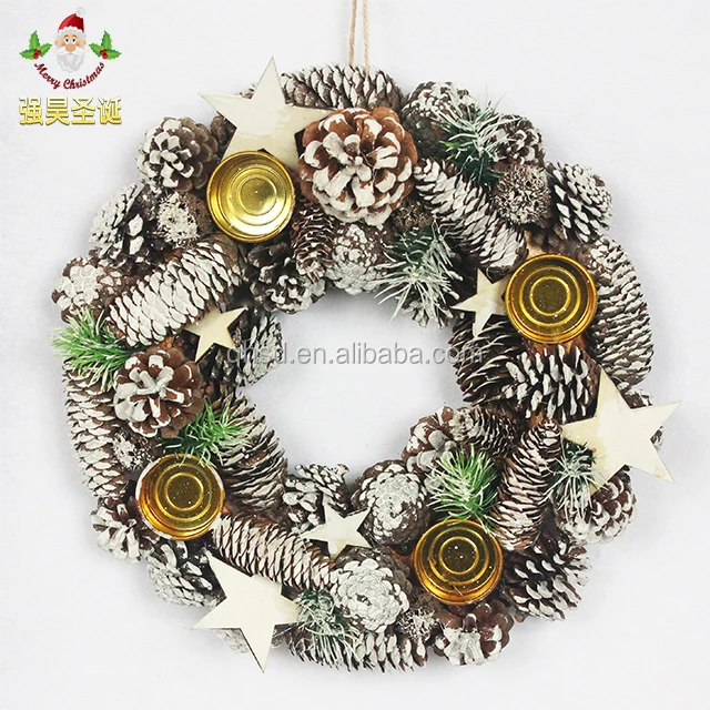 Factory wholesale Handmade Christmas Candlestick wreath Natural material 20526