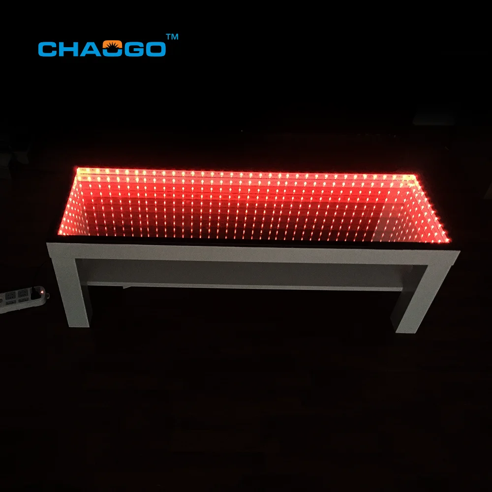 tempered glass bar table light up illuminated mirror infinity led 3d coffee table