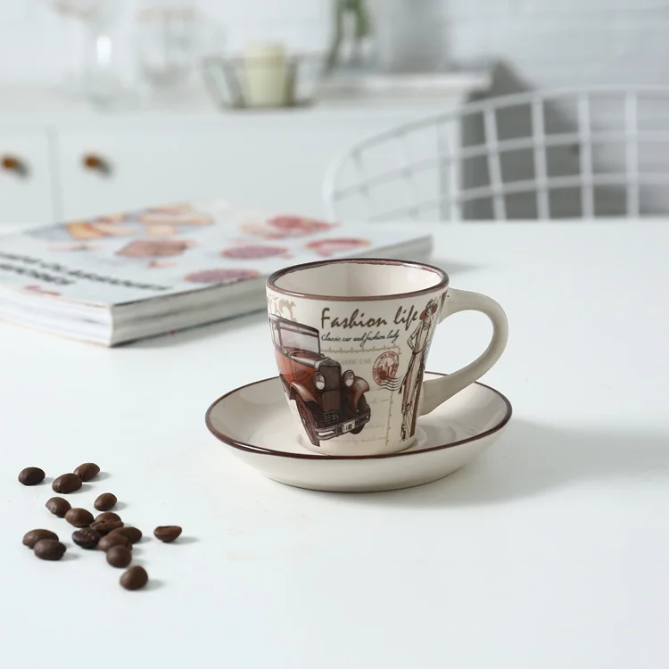 Manufacturer Wholesale Turkish Style Creative Custom Size Ceramic Tea Cup With Saucer