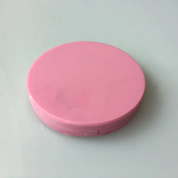 Custom Round Makeup Loose Compact Powder Blusher Case With Lighted Mirror