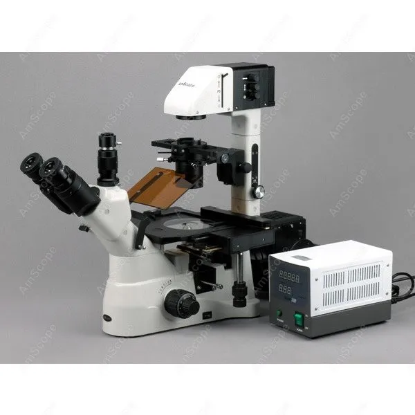
AmScope Supplies 1500X Phase Contrast Inverted Fluorescence Microscope + 1.4MP B/W Cam 