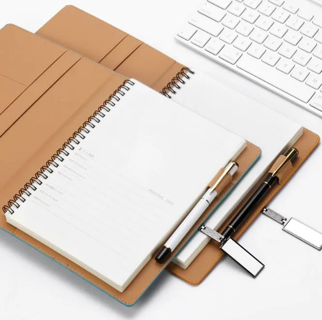 Eco-Friendly Hardcover A5 Metal Ring Wire Binding Bound Notepad Custom Spiral Paper Notebook