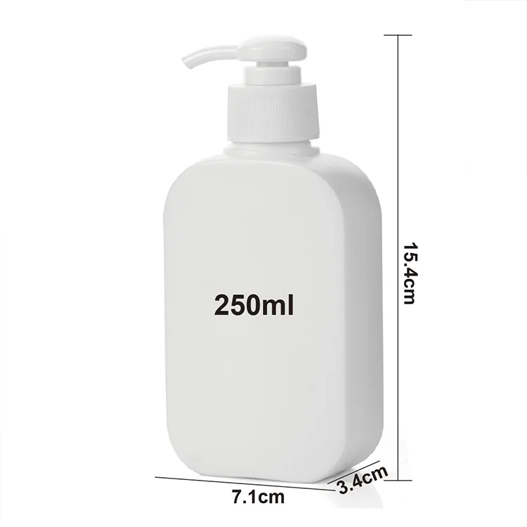 250ml HDPE plastic yellow pink white lotion bottle for cosmetic with pump dispenser