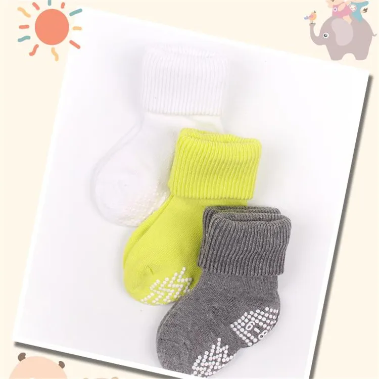 Hot sell cotton knit baby socks for kids anti slip socks