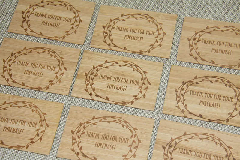 Thank you card Bamboo Wood cheap handmade laser engraved card