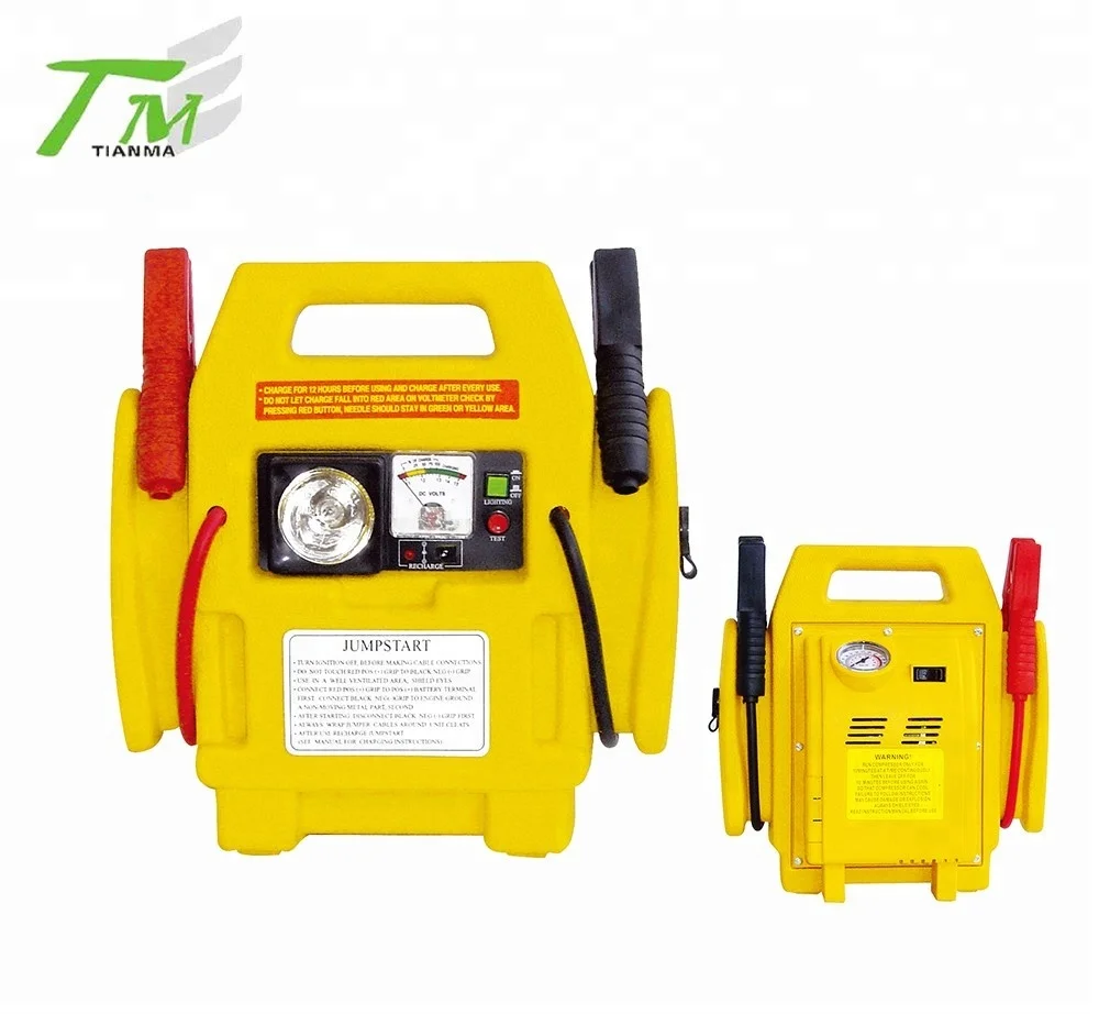 12V jump start small car power station and portable jump starter with air compressor