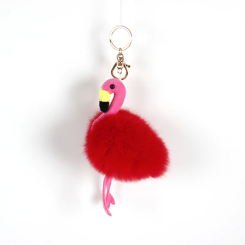 
Wholesale rabbit fur fire bird key pendant, fashion plush car key ring, suitable for all ages of key chain 