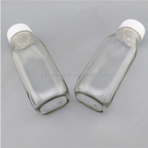 Hot sale cheap price 300ml 500ml french square glass juice /milk bottle