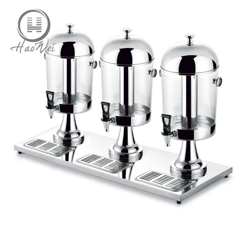
Best quality 1/2/3 barrel 8/16/24L large capacity buffet dinner stainless steel cold dispensers drink machine 