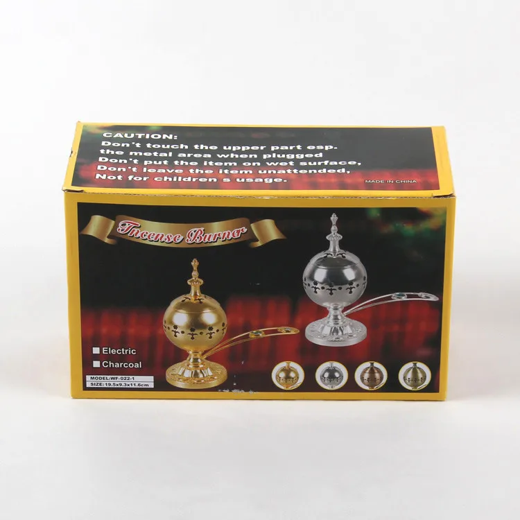 wholesale gift box packing crystal arabic smoked electric incense burner with handle
