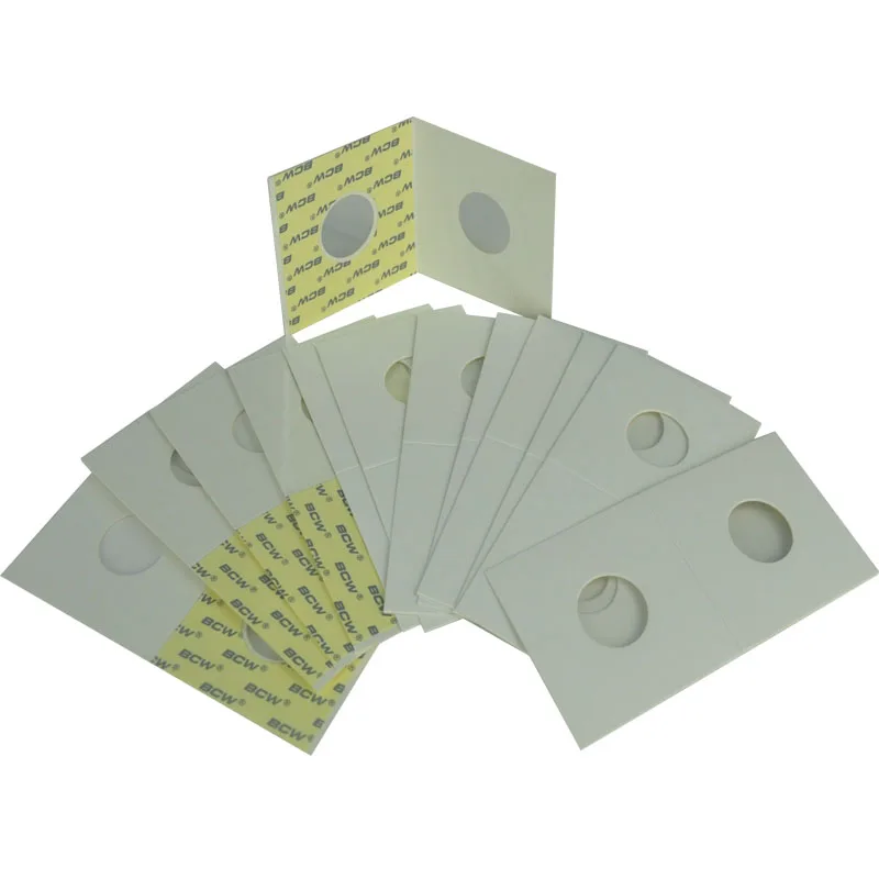 Wholesales Customized Challenge Euro Coin Collection Cardboard Holder Box With Double-side Adhesive and Clear PVC Film