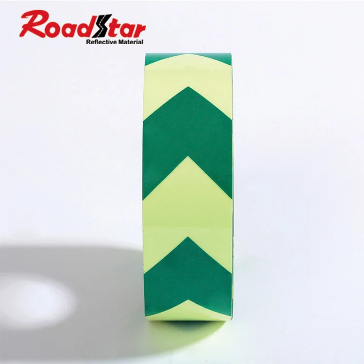 wholesale 5 cm arrow printing glow in the dark fluorescent PVC sticker for exit sign