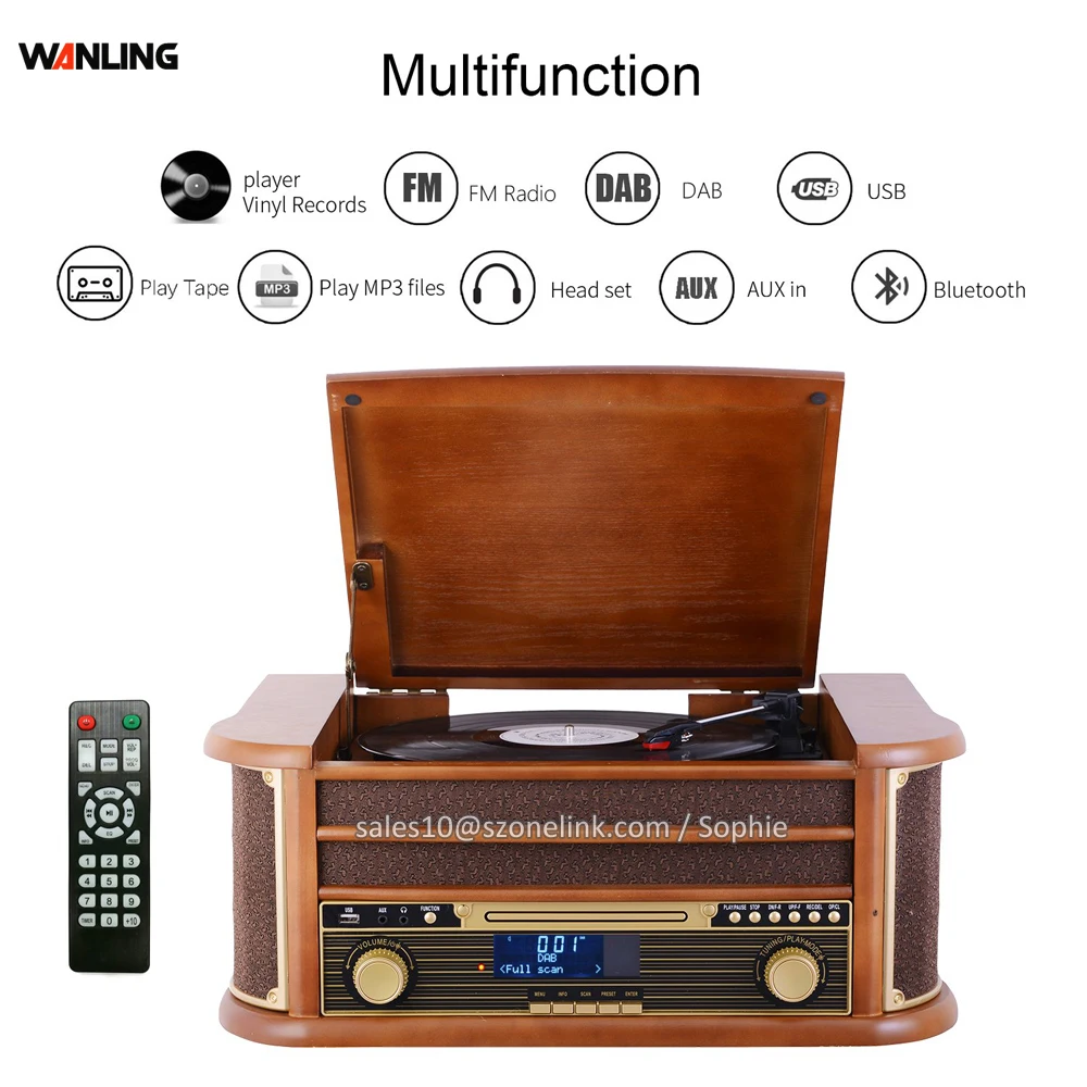 Home Audio Equipment Portable Radio CD Record Player Retro Turntable Hot Sale