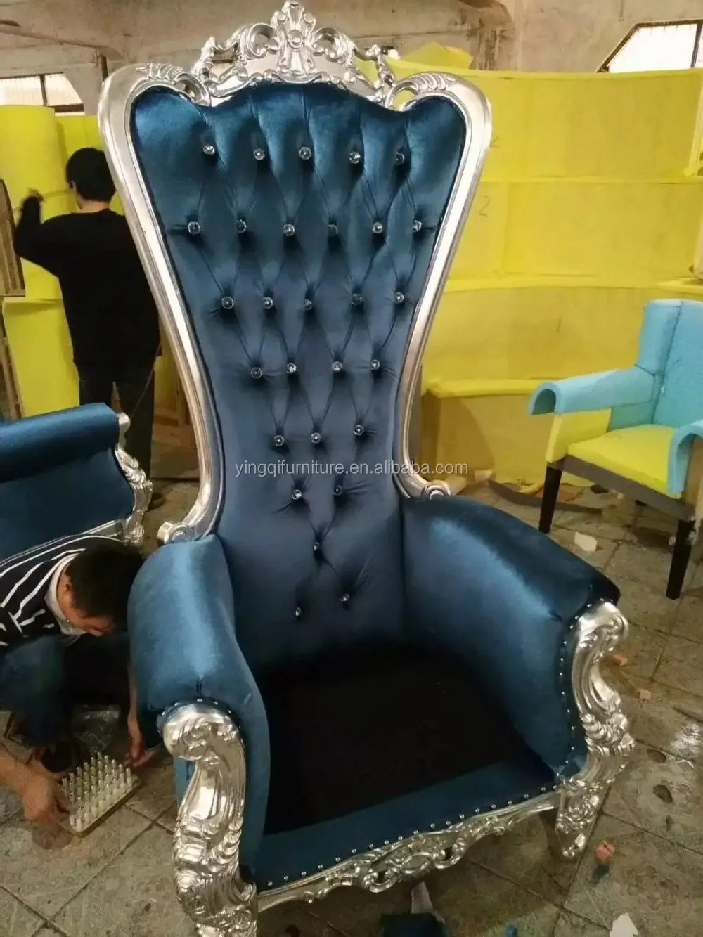 Wooden High Back King Throne Wedding Chairs for Sale