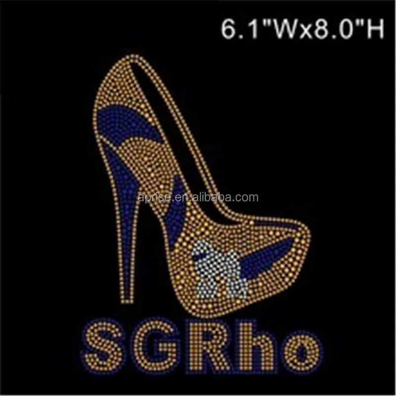 Aprise - Sigma Gamma Rho SGRHO high heel shoe hotfix Rhinestone Transfer iron on motif