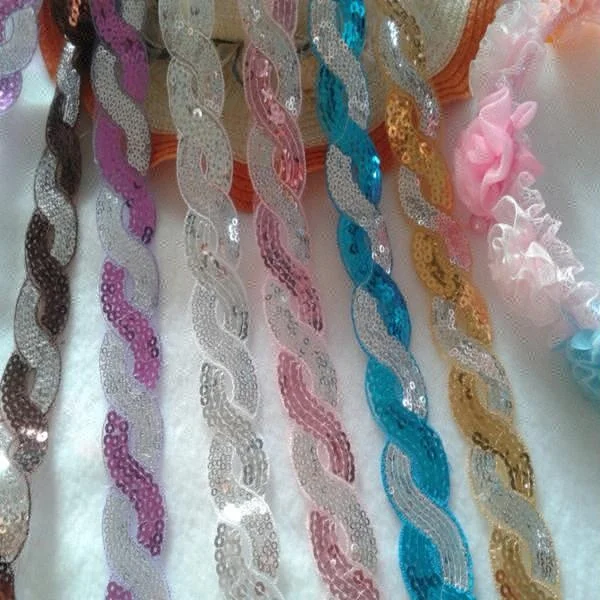 Недорогая декоративная лента с блестками 8 цветов