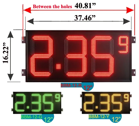 Service station 12 inch led gas price sign
