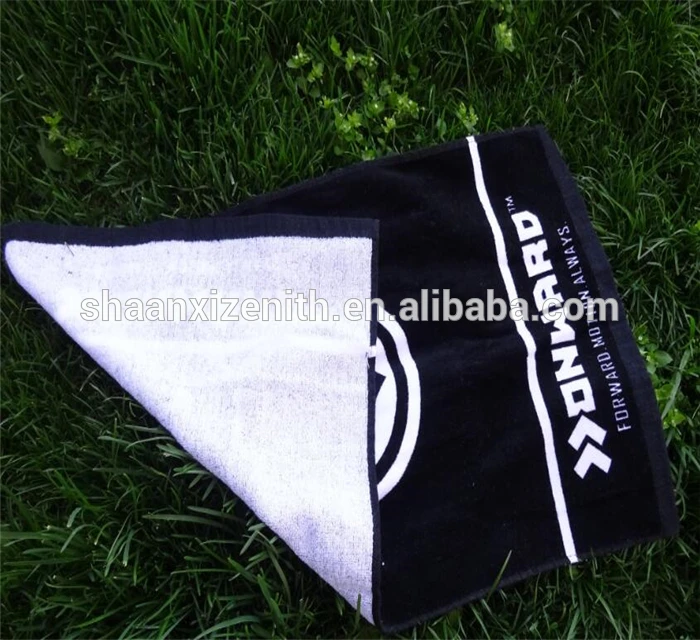 
Customized Black Logo Velour Cotton Printed Red Rally Sports Gym Towel 