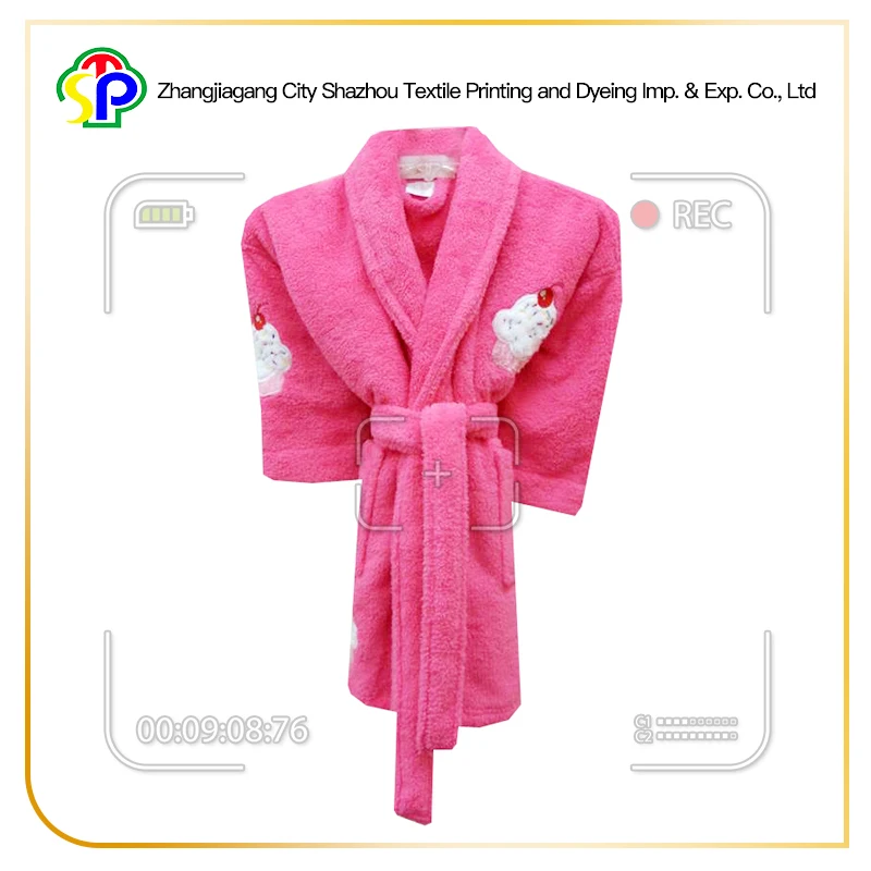 Брызгает кекс аппликация коралловый флис пижамы кимоно халат в фуксии