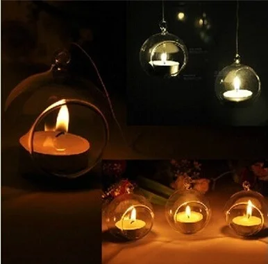 Wholesale round shape glass hanging votive candle holders for wedding decorations