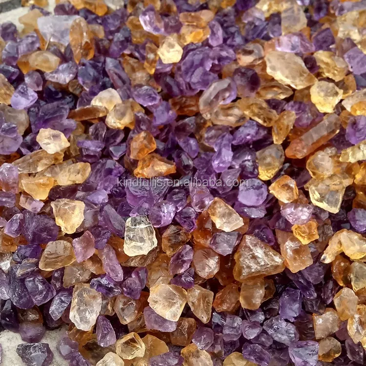 Natural Quartz Rough Citrine Mixed Amethyst Crystal Tumbled Stone