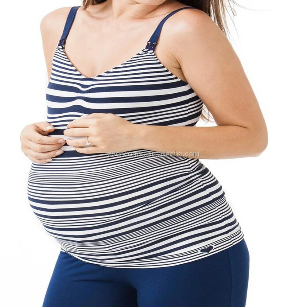 Fashion striped white black seamless breast feeding nursing cami for women
