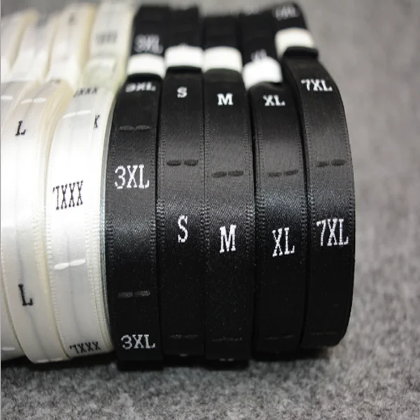Custom high quantity size standard woven label roll, size label for clothing