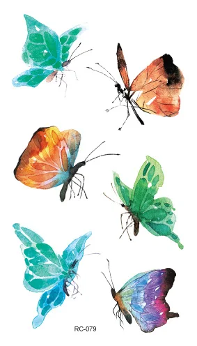 OEM High Quality Ink Waterproof Colourful Butterflies Cute Temporary Tattoo Sticker 3d Tattoos
