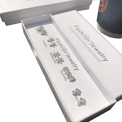 High end gift box package S925 sterling silver stud earrings wholesale custom stud earrings set