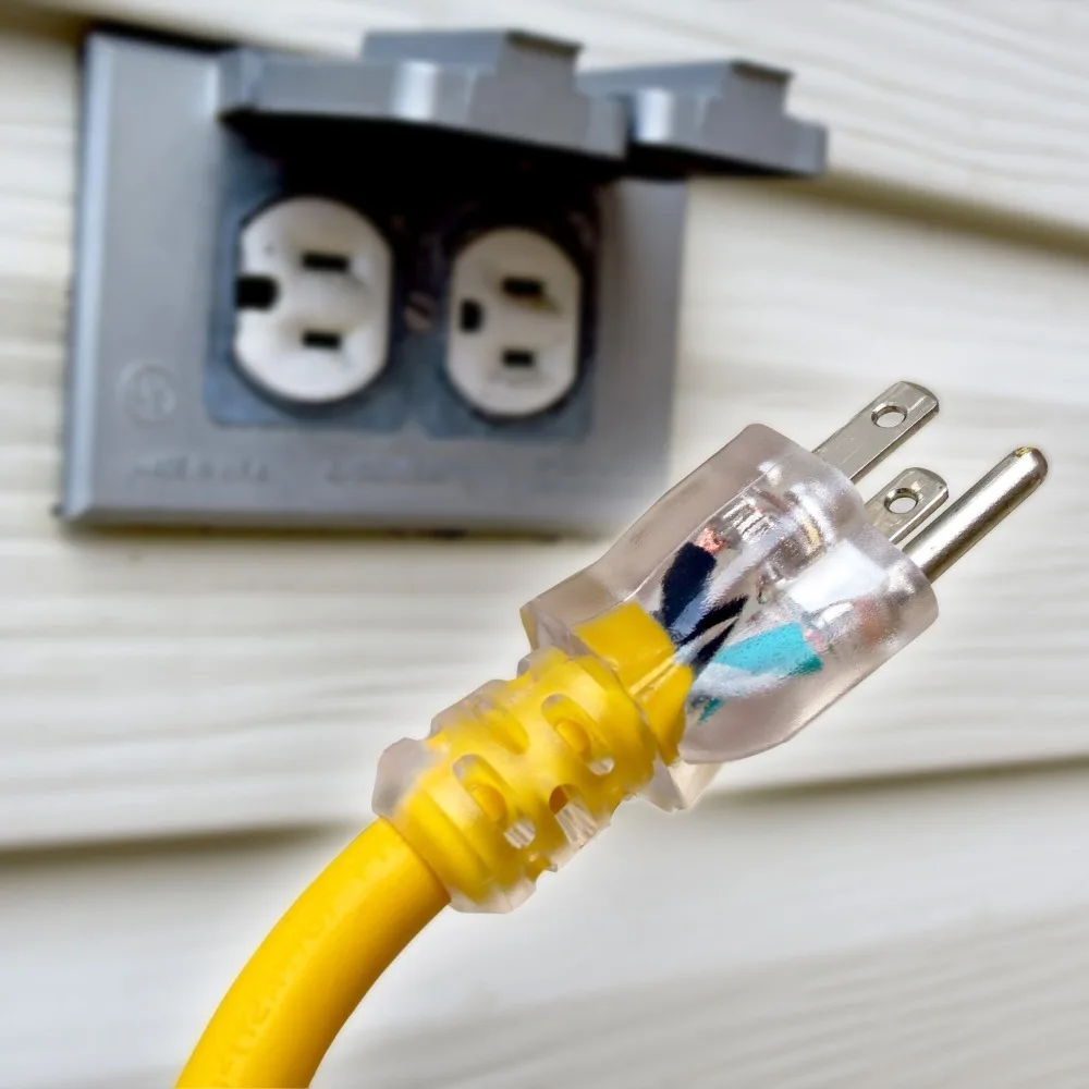 Heavy Duty Yellow Extension Cable Extension Cable with 3 Prong Grounded Plug for Safety 25 Ft Lighted Outdoor Extension Cord