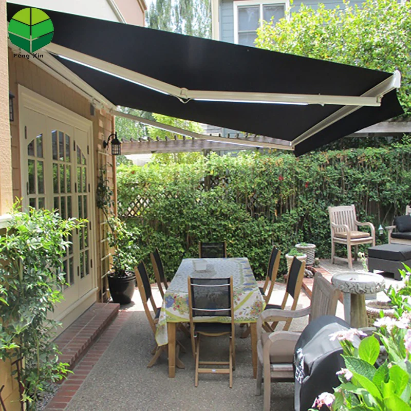 High Quality Rain Proof Sun Shade Outdoor Waterproof Aluminum Retractable Awning Wall Bracket or Ceiling Bracket 0 to 45 Degree