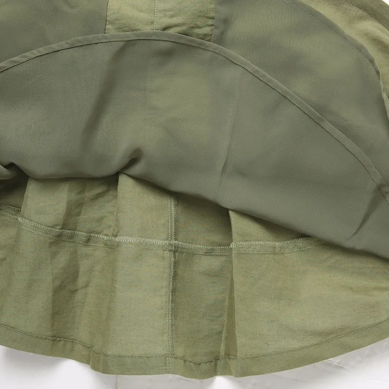 Korean Fashion Girl Style New Model Casual Dresses Army Green Ruffled Kids Clothes
