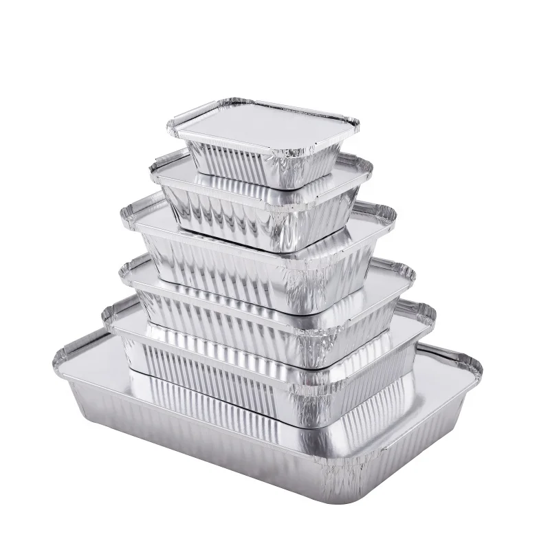 Different size aluminum foil container with paper lid