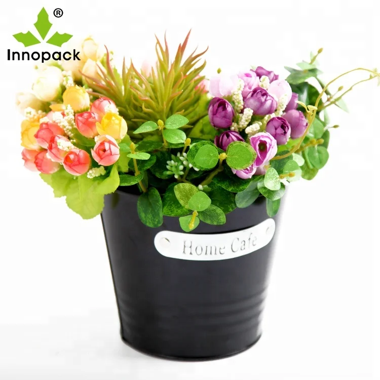 wholesale iron flower pot stand galvanized metal bucket vase