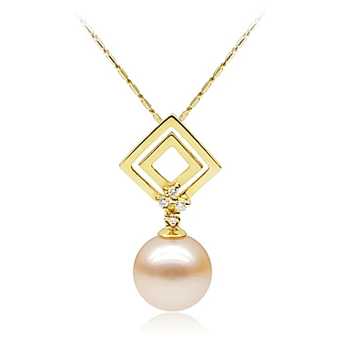 
Wedding 18K 750 yellow gold Pink Freshwater Pearl Sets jewelry factory wholesale 