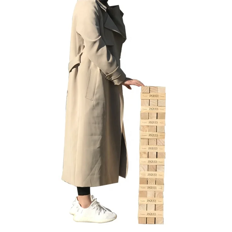 Outdoor Games Wooden Tumbling Tower Jumbo Toppling Wood Block Stacking Tower With Logo Printing