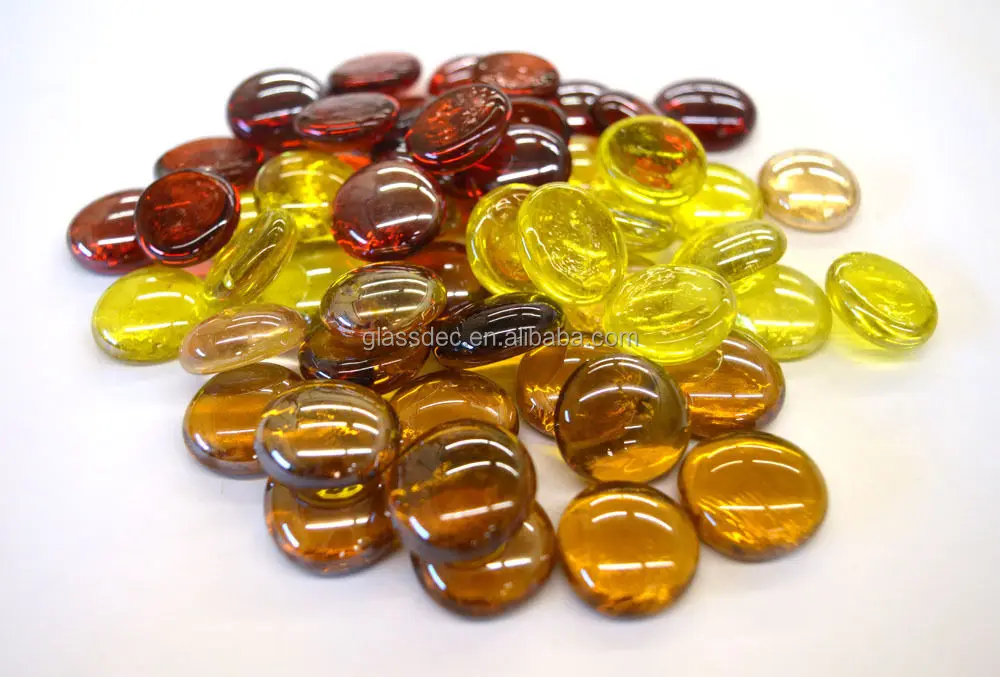 wholesale coloured bulk decorative flat Glass Pebbles for swimming pool vases