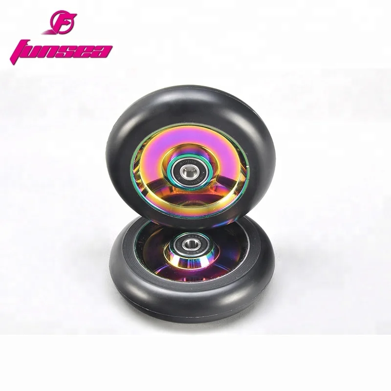 Customizable Multicolor new design RX-FSW-01 OEM 100mm Logo PVD Purple/Black adult wide wheel scooter scooter wide wheel