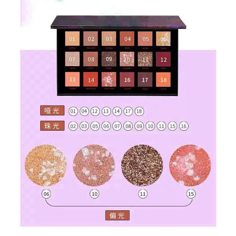 free sample OEM High Pigment Organic 18 Color Private Label Eyeshadow Box high pigment vegan eyeshadow