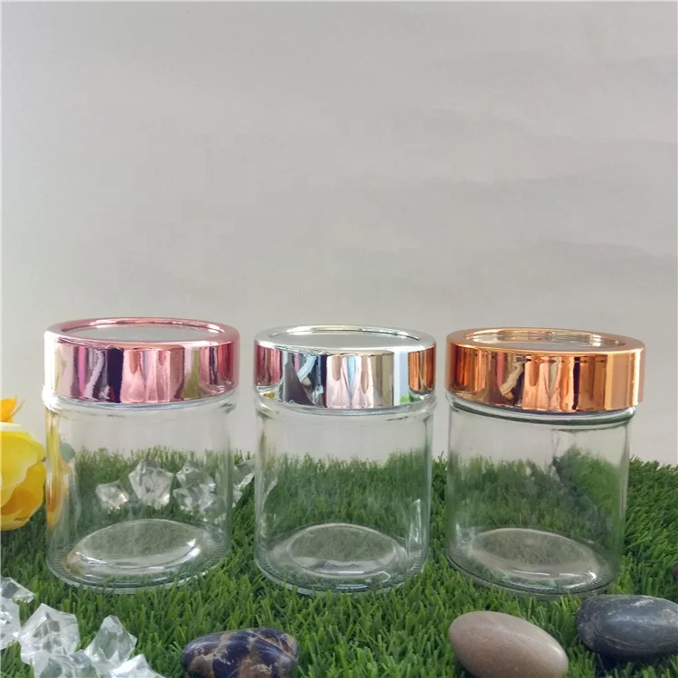 10oz empty transparent new unique glass candle jars with screw gold lids