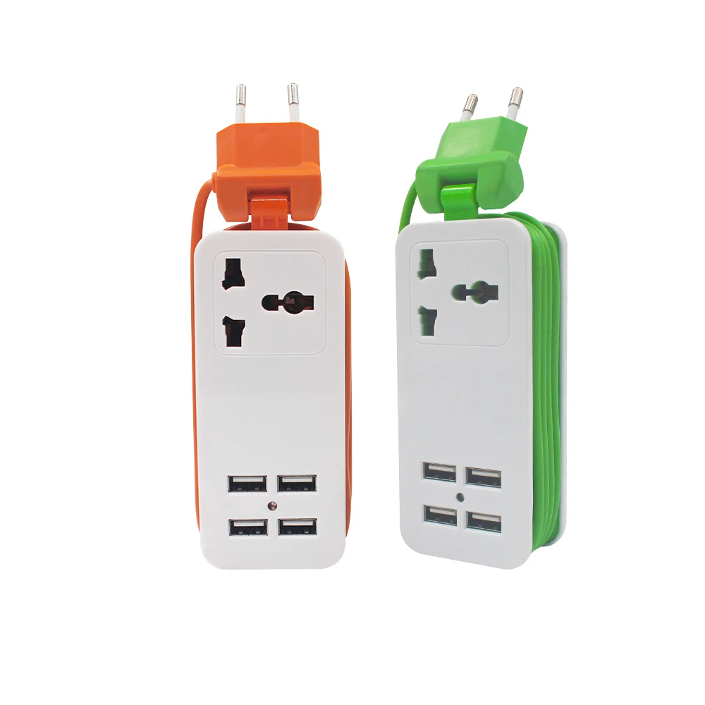 Путешествия сетевой фильтр с 1 универсальных розеток 4 USB Выходная мощность пропилен-каучука прокладки с USB портативное зарядное устройство