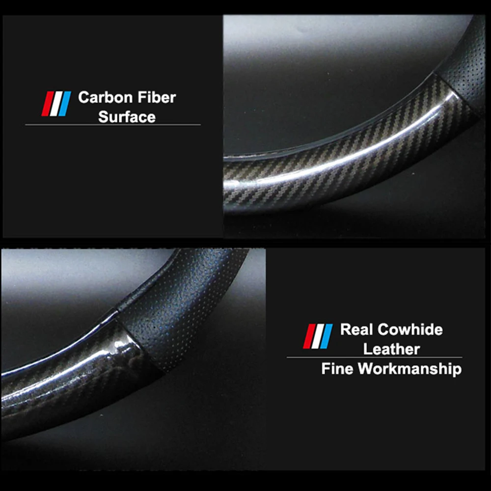 
Premium Genuine Leather Steering Wheel Cover for Universal 15Inchs/38CM Car Steering Wheel Accessories Black 